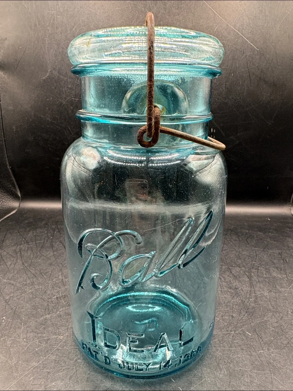 Vintage Ball Ideal Blue Glass Mason Jar 1923-1933
